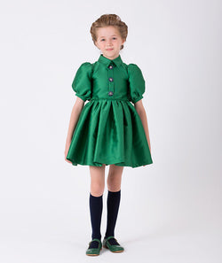 Green Satin Girl's Dress