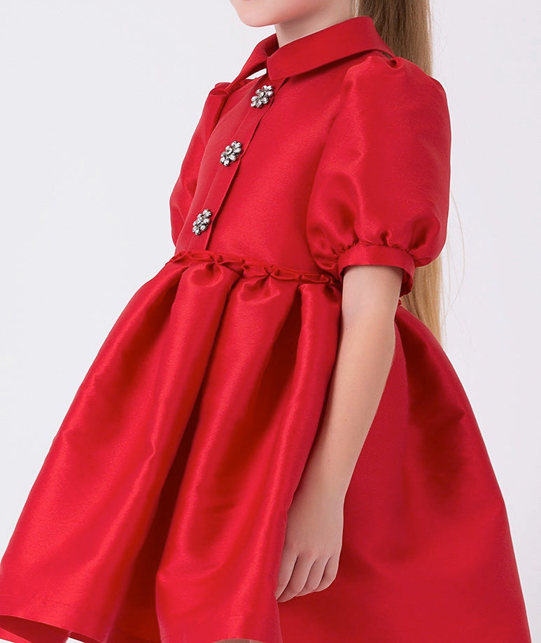 Girls Red Satin Dress