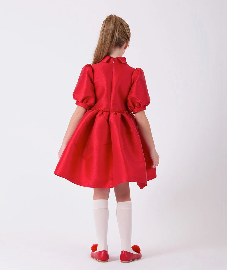 Girls Red Satin Dress