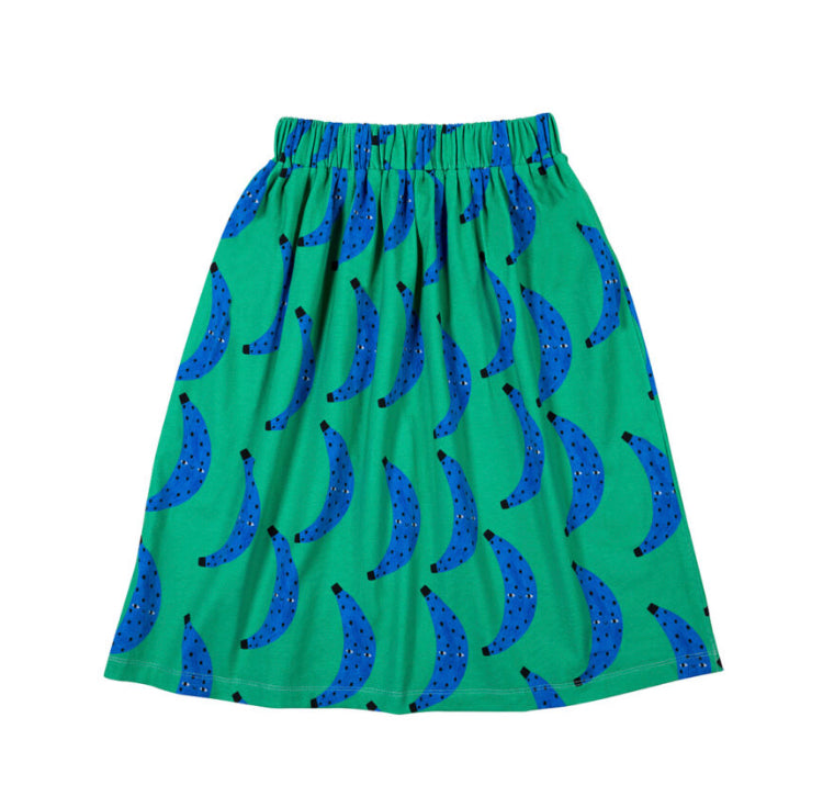 Girls Green Skirt Blue Bananas