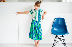 Kids White, Blue and Green Striped T-Shirt