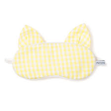 Yellow Gingham Sleeping  Mask With Kitty